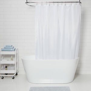 Made by Design White Fabric Shower Liner 71x71”